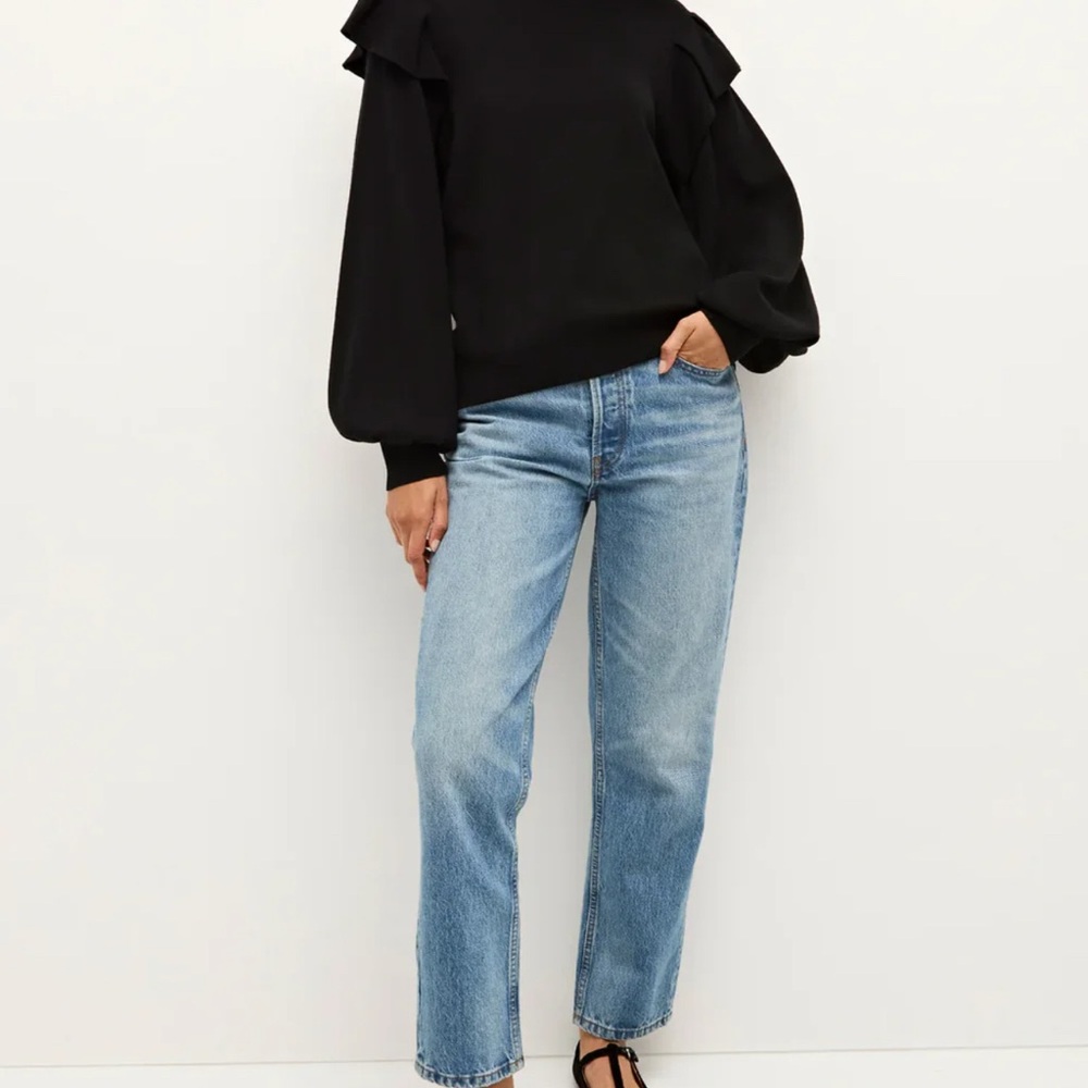 Marie Oliver Remi Popover Black Ruffled Sweater Women’s size small - Picture 7 of 9